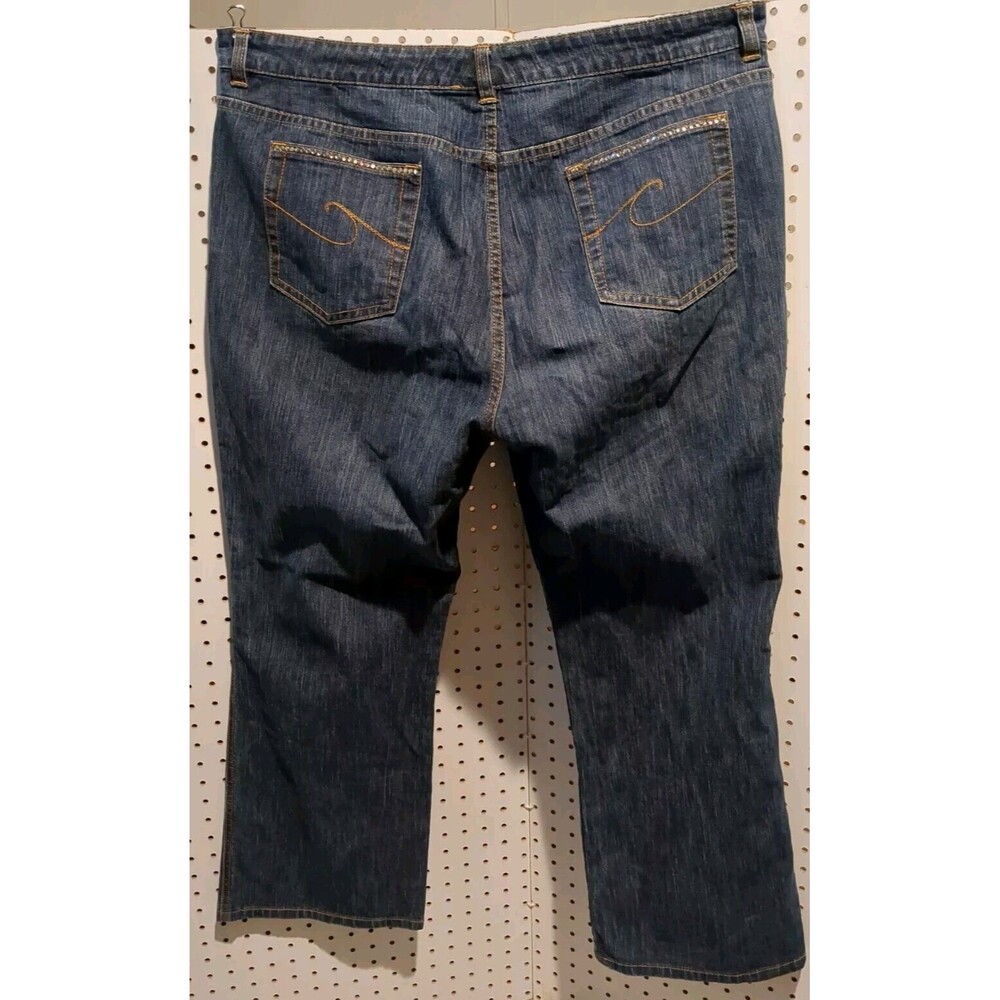 Chicos Women's Jeans 3.5 Size 18 Short Dark Wash Flared Wide Leg